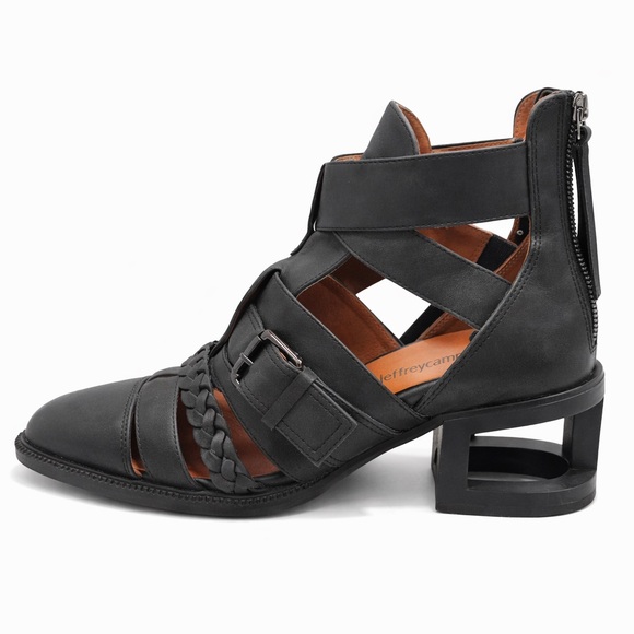 Jeffrey Campbell Shoes - JEFFREY CAMPBELL🔥 Level-Up Black Booties Sandals w/Cut-Out Heel  Size 6.5